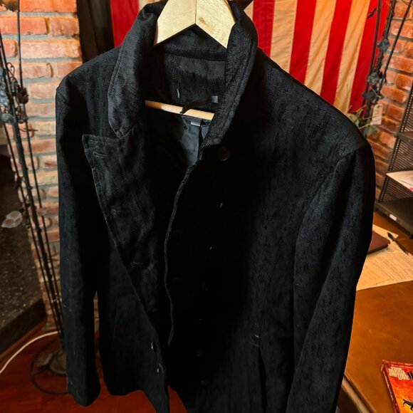 $1298 JOHN VARVATOS Textured Double Breasted BLACK COAT (szIT48) - Picture 2 of 11